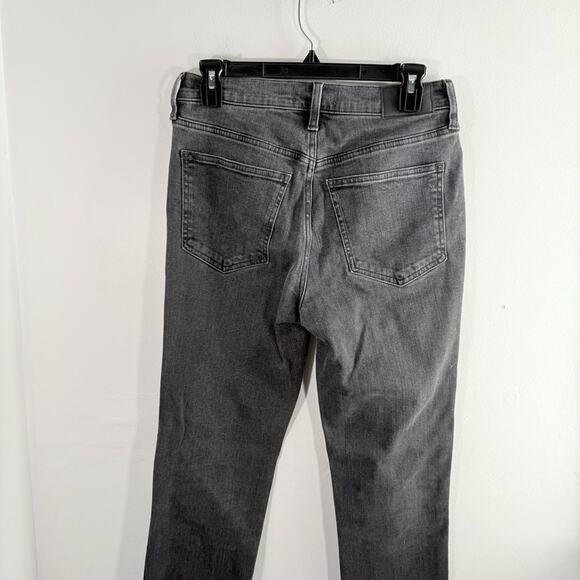 Madewell Faded Black Mid-Rise Stovepipe Raw Hem Slim Straight Leg Jeans 26 NR514 - Picture 7 of 13